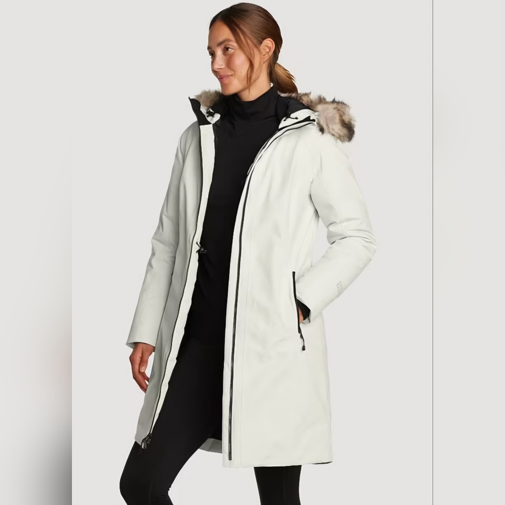 NEW! Eddie Bauer Cream Down Parka Coat Size L - Picture 15 of 15